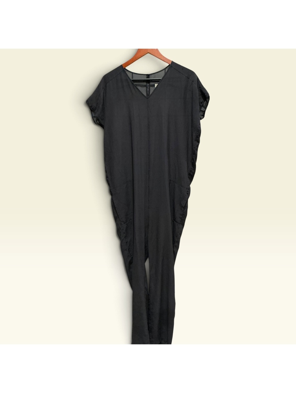 HUMANOID 100% Silk Black Jumpsuit Size S Oversized